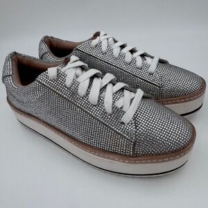 Chelsea Womens Silver Rhinestone Platform Sneakers Low Top Bling Sparkle Shoes